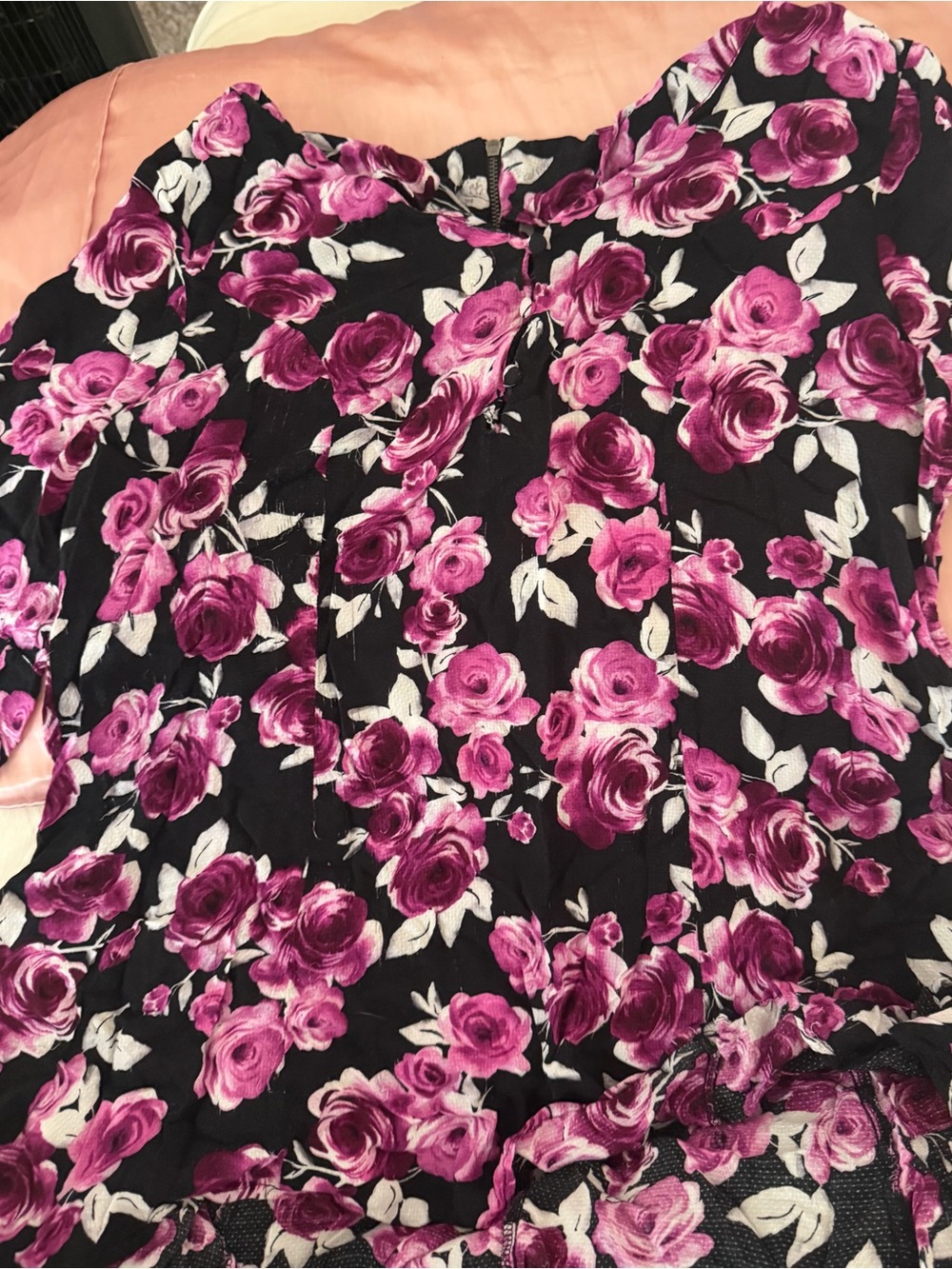 Floral Black & Magenta Women's Blouse - Picture 2 of 7